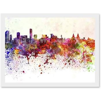 A4 Liverpool Cityscape Paint Splash Masterpiece
