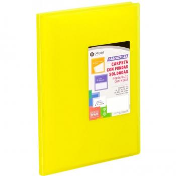 Carpeta Comercial A4 40 Fundas con Tapa Flexible (Amarillo)