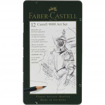 Estuche 12 lápices Faber-Castell 9000 dibujo artístico Negro