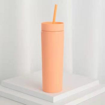 16oz Matte Finish Slim Tumbler with Straw