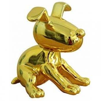 Chien décoratif laqué jaune, hauteur 12 cm – Meubletmoi Design