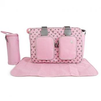 Pink Heart Design Deluxe Changing Bag for Babies