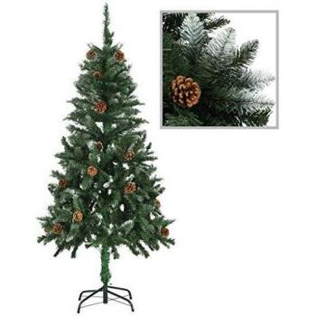 VidaXL Albero di Natale con Pigne e Brillantini Bianchi 150 cm