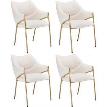 Hauss Spole – Chaise Polyvalente, Tissu Peluche, 4 x Beige