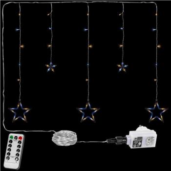 VOLTRONIC® 5 Sterne LED-Lichtervorhang mit Fernbedienung, warm/kalt, 61 LEDs, Innen