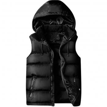 Yynuda Gilet à capuche – Puffer noir sans manches