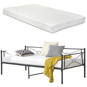 Cadre de Lit Alvesta avec Matelas 90x200 cm Gris Foncé