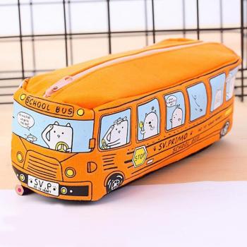Bus Pattern Zipper Pencil Holder