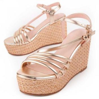 Monte Vita Sandale Mit Keilabsatz Salia10 Gold EU 38 – „Goldene Keilabsatz‑Sandale Salia10“