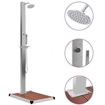 VidaXL Doccia da Esterno con Base in WPC e Acciaio Inossidabile