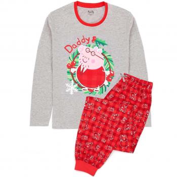 Peppa Pig Herren Daddy Pig Schlafanzug-Set M Grau/Rot