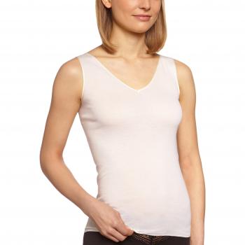 Hanro Unterhemd für Frauen, nahtlos, Baumwolle, Größe L, Weiß