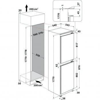 Hotpoint HBC185050F1 54cm 50/50 Frost Free Integrated fridge freezer