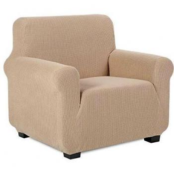 TIANSHU Housse de Canapé 1 place Jacquard Extensible Sable