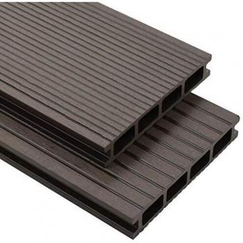 WPC Hollow Decking Boards with Accessories 30m² 2.2m Dark Brown