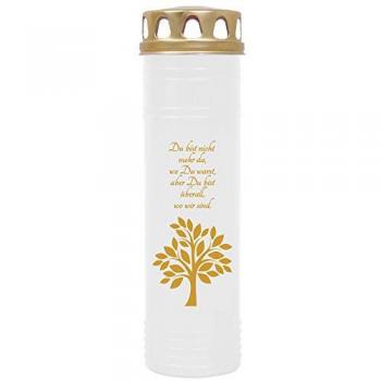 HS Grabkerzen 4er Set, Grablicht mit Baum Gold Motiv, Brenndauer 170 Std