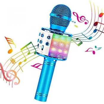 ShinePick Karaoke Bluetooth Microphone, 5 in 1 Recording & Singing Microphone for Kids Adults, Dancing LED Lights Portable Speaker Karaoke Machine, Wireless Microphone for Phone/Pad/TV