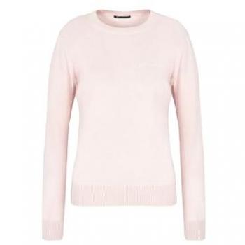 Jersey de lana merino rosa con logo bordado para mujer