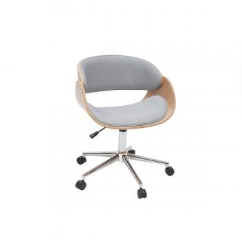 Silla ergonómica Miliboo tejido gris claro y madera clara con ruedas BENT