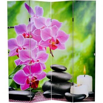 Paravento a Motivo Orchidea con Timer e LED 2 180x160 cm