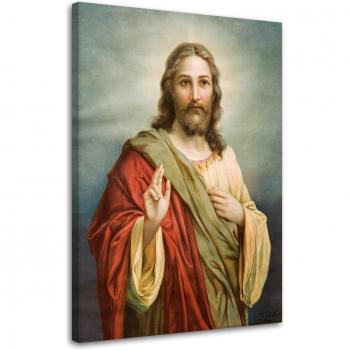 Cuadro Multicolor de Jesucristo 40x60 en Tela