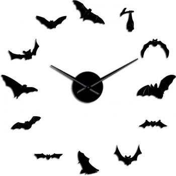 Giant Halloween Bats Mirror Wall Clock