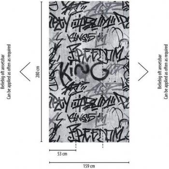 Profhome 382511 – Papier Peint Intissé Gaufré, Lisse Graffiti Mat Gris Noir