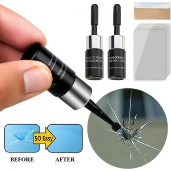 Kit de Herramientas y Líquido para Reparo de Grietas en Ventanas de Vehículos