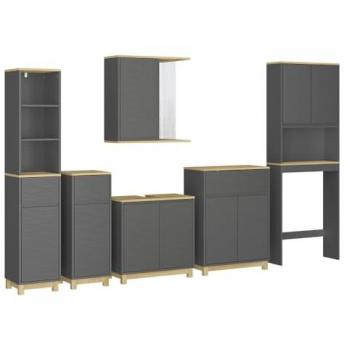Vicco Livia Bagno Set Antracite Quercia 6 Componenti