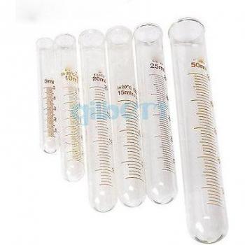 Lote de tubos de ensayo, vidrio, 2ml, 5 piezas, con línea de escala