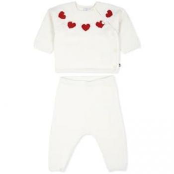 Ensemble 2 pièces en tricot bébé Rouge Marshmallow/Blanc Corrida 1M