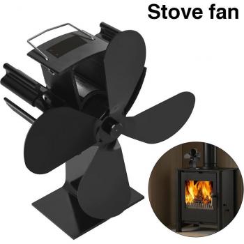 Ventilador de estufa de madera con termómetro digital