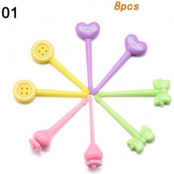 Kids Cartoon Animal Food Picks and Forks Set, 18/10 Count