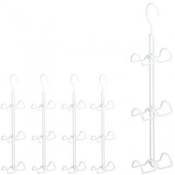 Set de 5 Ganchos para Bolsos, Ahorra Espacio, Metálico Blanco