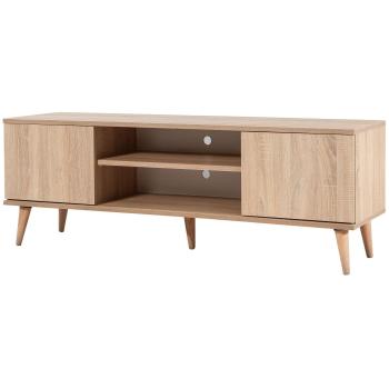 Meuble TV à lamelles Kiza 200 en bois clair