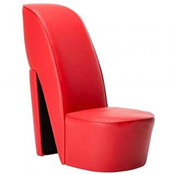 VidaXL Sillón con forma de zapato de tacón cuero sintético rojo