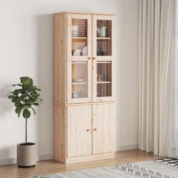 Vitrina Alta de Madera de Pino y Cristal
