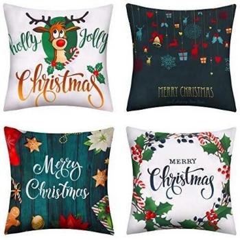 Lot de 4 Housses de Coussin de Noël 45x45cm