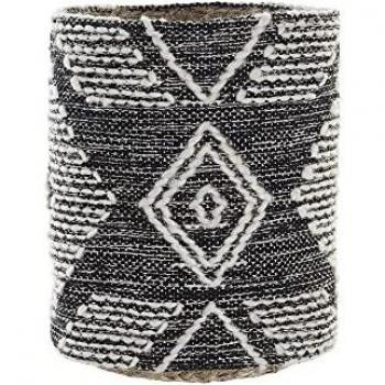 Boho Jutekorb mit Baumwolle 27 x 27 x 32 cm