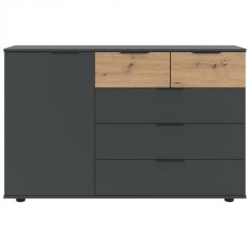 Lomadox Sideboard TAVAS-43, moderne Schubladenkommode in graphit mit Eiche Nb
