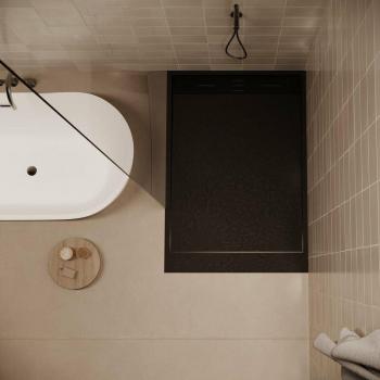 Douche-plat 90 x 120 cm SALVI en SoliCast®, finition ardoise noire