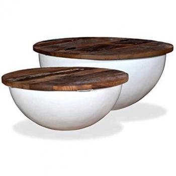 White Bowl Shape Coffee Table Pair