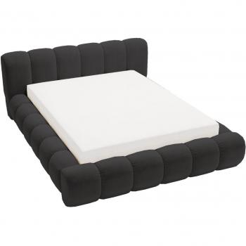 Lit Rembourré Doria 160x200 en Velours Gris Foncé