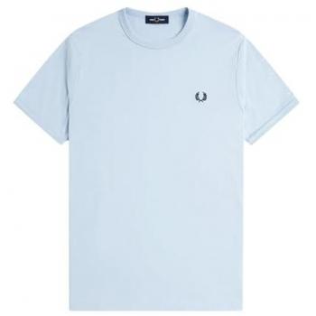 Fred Perry Herren T-Shirt Sky – S, Crew Neck, hellblau