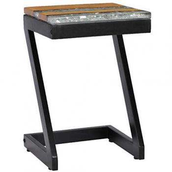 Table basse en bois de teck et polyrésine 30 x 30 x 50 cm