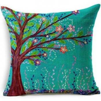 Sofá Cama con Cojín de Árboles Coloridos 45x45 cm – Fundas de Lino