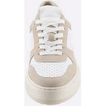 Sneakers Helline cuir de bœuf nappa, velours couleur beige-blanc, taille 40