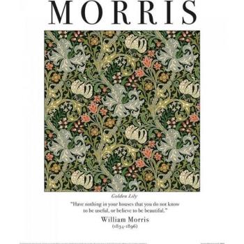 40cm Green Golden Lily Print by William Morris