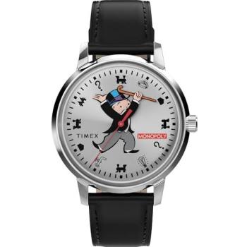 Timex Marlin 38mm Leather Strap – Monopoly Edition, Black/Stainless Steel