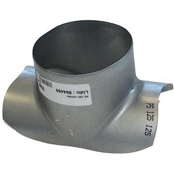 Piquage express 90° : support 125 mm, raccord 80 mm en acier galvanisé